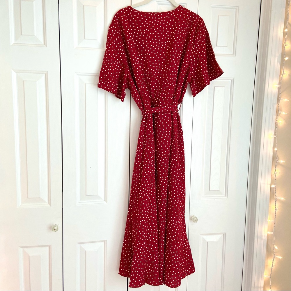 BloomChic Red Polka Dot Midi Dress - Picture 3 of 4